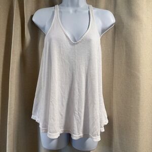 Free People White Ribbed Tank Top V Neck Casual M